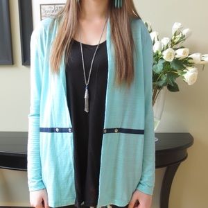 Janelle Hinch turquoise blue cardigan